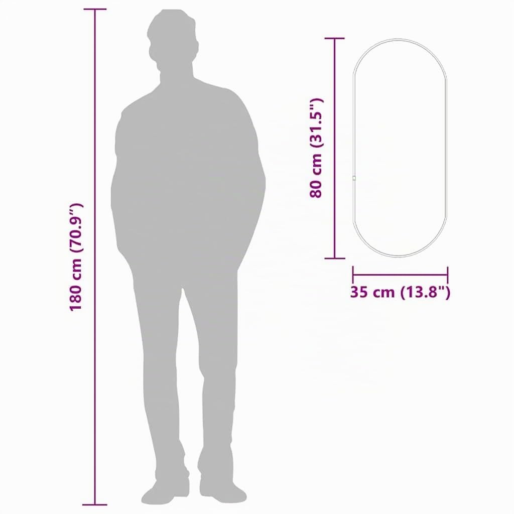 vidaXL Specchio da Parete Dorato 80x35 cm Ovale