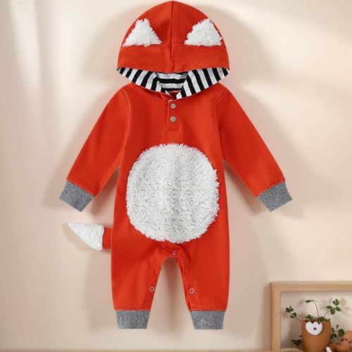 Newborn Baby Girl Boy Halloween Cosplay Cartoon Clothes Fox Coat Fur Bodysuit Jumpsuit Hooded Playsuit Romper Overall Outfit4
