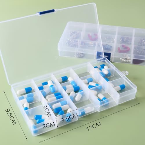 Luxiremi Organiser Box 2Pcs Small Craft Storage Boxes with Compartments Clear Plastic Storage Earring Containers Jewellery Screw Box with Adjustable Dividers for Small Items Tools Travel 6 Luxiremi Organiser Box 2Pcs Small Craft Storage Boxes with Compartments Clear Plastic Storage Earring Containers Jewellery Screw Box with Adjustable Dividers for Small Items Tools Travel - Image 6