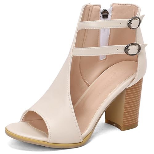 Sandales à talons femme avec bottines de cheville à talon bloc pour l'été