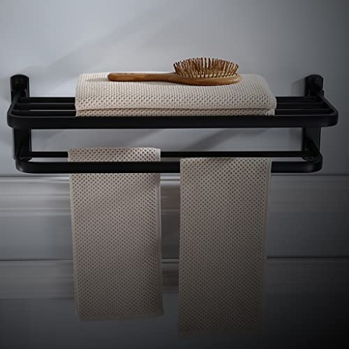 Porte-serviettes de bain fixe pliable en alliage d'aluminium chic - 4