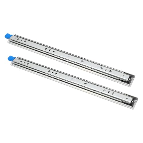 Yosoo Health Gear Guías para Cajones con Bloqueo, Rieles para Cajones de Acero Laminado en Frío, 12 Pulgadas, 53 Mm, 3 Secciones, Extensión Completa, 265 Libras, Montaje Lateral Desmontable para