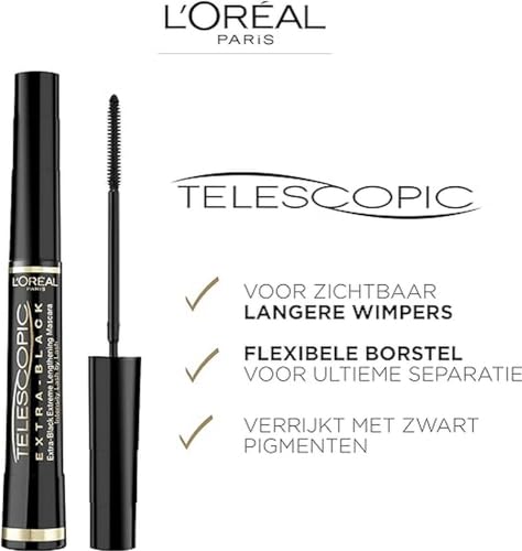 L'Oréal Paris Mascara Telescopic Noir (extraBlack) 8ml (Lot de 2)
