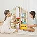Melissa & Doug Hi-Rise Wooden Dollhouse with 15 pcs Furniture - Garage and Working Elevator