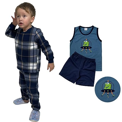 Pijama Inverno Infantil Soft para Menino - Kit 4 Peças Tamanho:8;Cor:Sortido