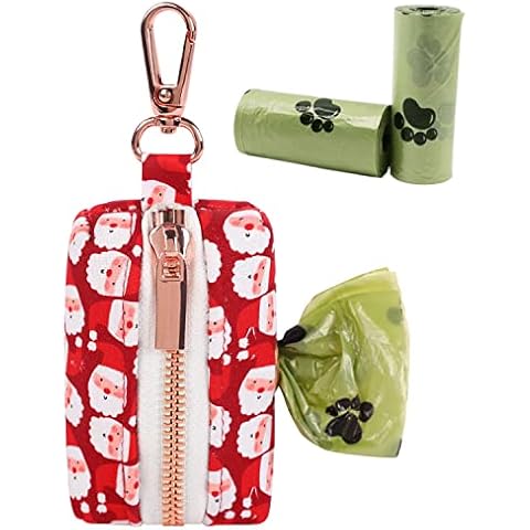 DOGWONG Poop Bag Dispenser, Waste Bag Holder Cotton Waste Bag Holder Attaches to Leash with Portable Dog Waste Bag Container Carrier Roll Poopy Bags for Dog Walking Accessory Cover