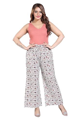 Image of BENKILS Traditional 100% Cotton Print Palazzo Pants for Women - Available Size - M, L, XL, 2XL, 3XL,4XL