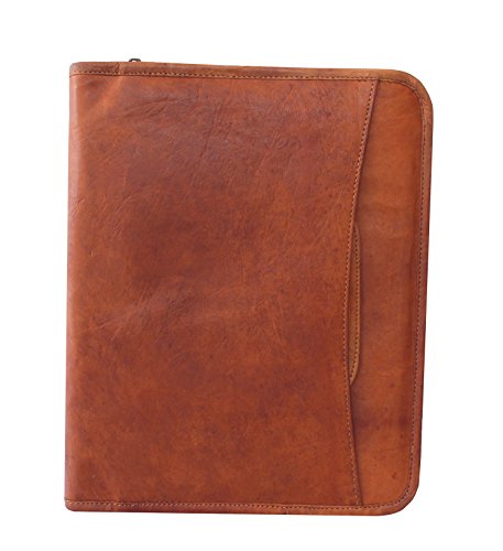 Jyos Leather Business Portfolio, Hidden Briefcase Handle Leather Folder, Leather Padfolio, Zippered Close Personal Organizer (Brown) #TOP6