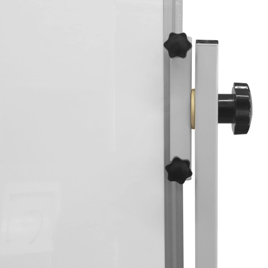 Lavagna magnetica bifacciale scrivibile 90x180 cm | con ruote e porta pennarelli