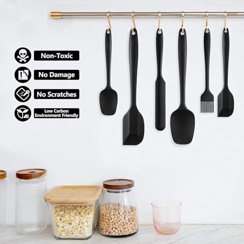 6'lı Silikon Mutfak Seti, Yapışmaz Spatula, Kaşık, Bıçak, Pasta Fırçası, Yumurta Fırçası Yanmaz Yapışmaz Mutfak Pasta Slikon Yumurta Fırçası Kaşık Bıçak Spatula Seti