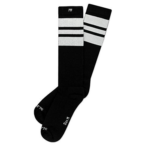 Spirit of 76 Herren & Damen Sport Retro Socken Hoch Baumwolle Skater Tubesocks Lang 39 40 41 42 Schwarz - Weiß Hi (M)