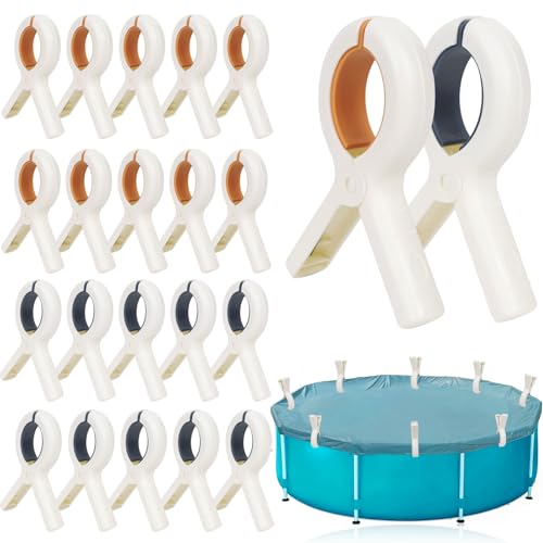 Nerien 20 Stück Groß Pool Klammern Klemmzwinge - Poolabdeckung Befestigungsklammern Poolklammern Federklemme Set, Einhandzwingen Klammer für Schwimmbadzubehör Wäscheklammer