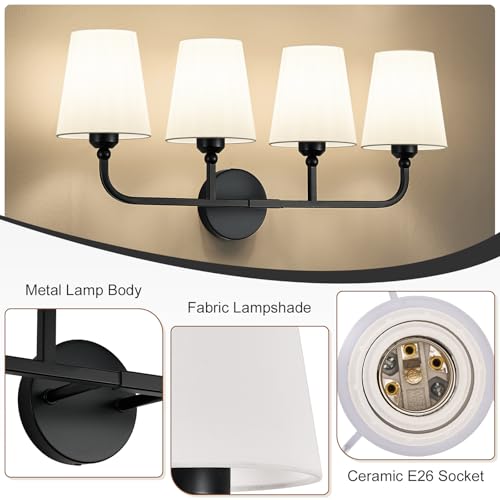 Image of Bathroom Vanity Light, Matte Black Bathroom Lighting Fixtures Over Mirror