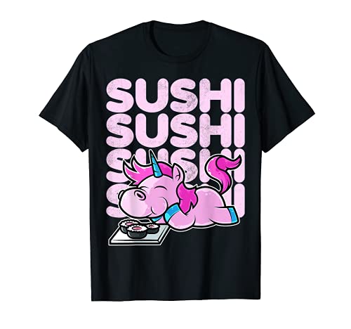 Unicornio Sushi Nigiri Kawaii Neko Anime Japonés Camiseta