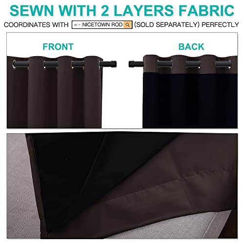 Image of NICETOWN 100% Blackout Window Curtain Panels, Full Light Blocking Drapes with Black Liner for Nursery, 72 inches Drop Thermal Bedroom Drapes and Curtains (Brown, 2 Pieces, 52 inches Wide Per Panel)