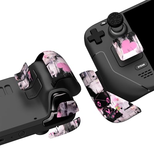 Image of PlayVital Premium Split Handle Grips for Steam Deck LCD & OLED - Soft Rubber Pads, Trackpads Skin, Trigger Back Button With Thumb Grips - Hexagonal Diamond Textured Lovely Punky Bunny