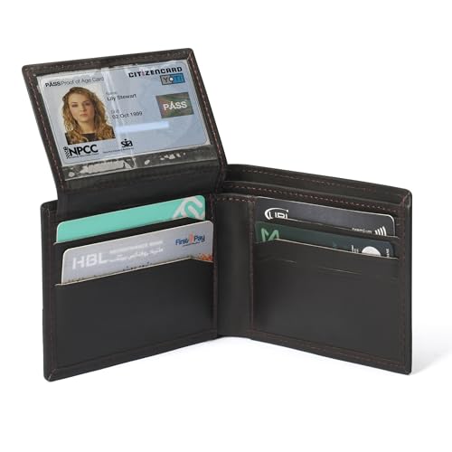 Men's Leather Wallet, Bi-fold, Classic Design,Brown Genuine leather | Leather Wallets for Men, Genuine Leather Mens Wallets Bifold with ID Windows (Brown)3