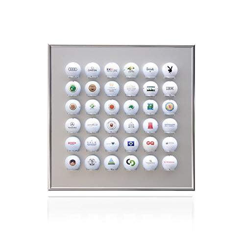 KNIX Premium Golfball Setzkasten aus Aluminium für 36 Golfbälle (40 x 40 cm) - Schaukasten, Golf-Regal Vitrine Display passionierte Golfer