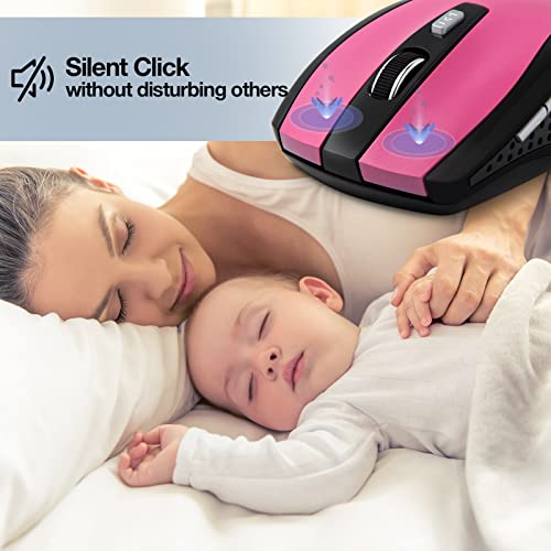 Guiheng-Wireless-Mouse-24Ghz-Wireless-Mouse-Computer-Mouse-1200DPI6-Buttons-with-Nano-Receiver-for-LaptopPCChromebookComputerNotebookOffice-Pink