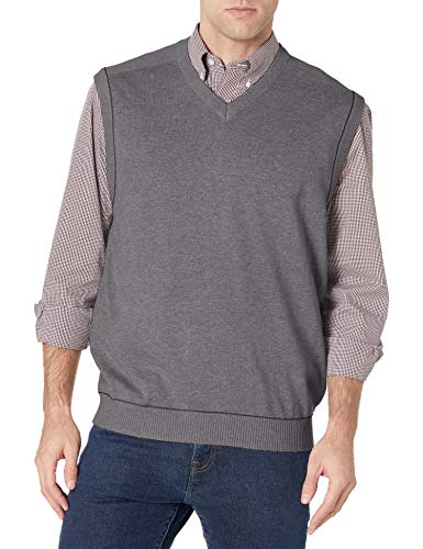 Cutter & Buck Men's Broadview Sweater Vest, Charcoal Heather, Medium