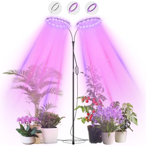 Olubfdh LED Pflanzenlampe Vollspektrum, 2-Kopf Grow Lampe mit Timer & Fernbedienung, Höhenverstellbares Pflanzenlicht für Zimmerpflanzen, Pflanzenregal, Gewächshaus, Hydrokultur Indoor Olubfdh LED Pflanzenlampe Vollspektrum, 2-Kopf Grow Lampe mit Timer & Fernbedienung, Höhenverstellbares Pflanzenlicht für Zimmerpflanzen, Pflanzenregal, Gewächshaus, Hydrokultur Indoor