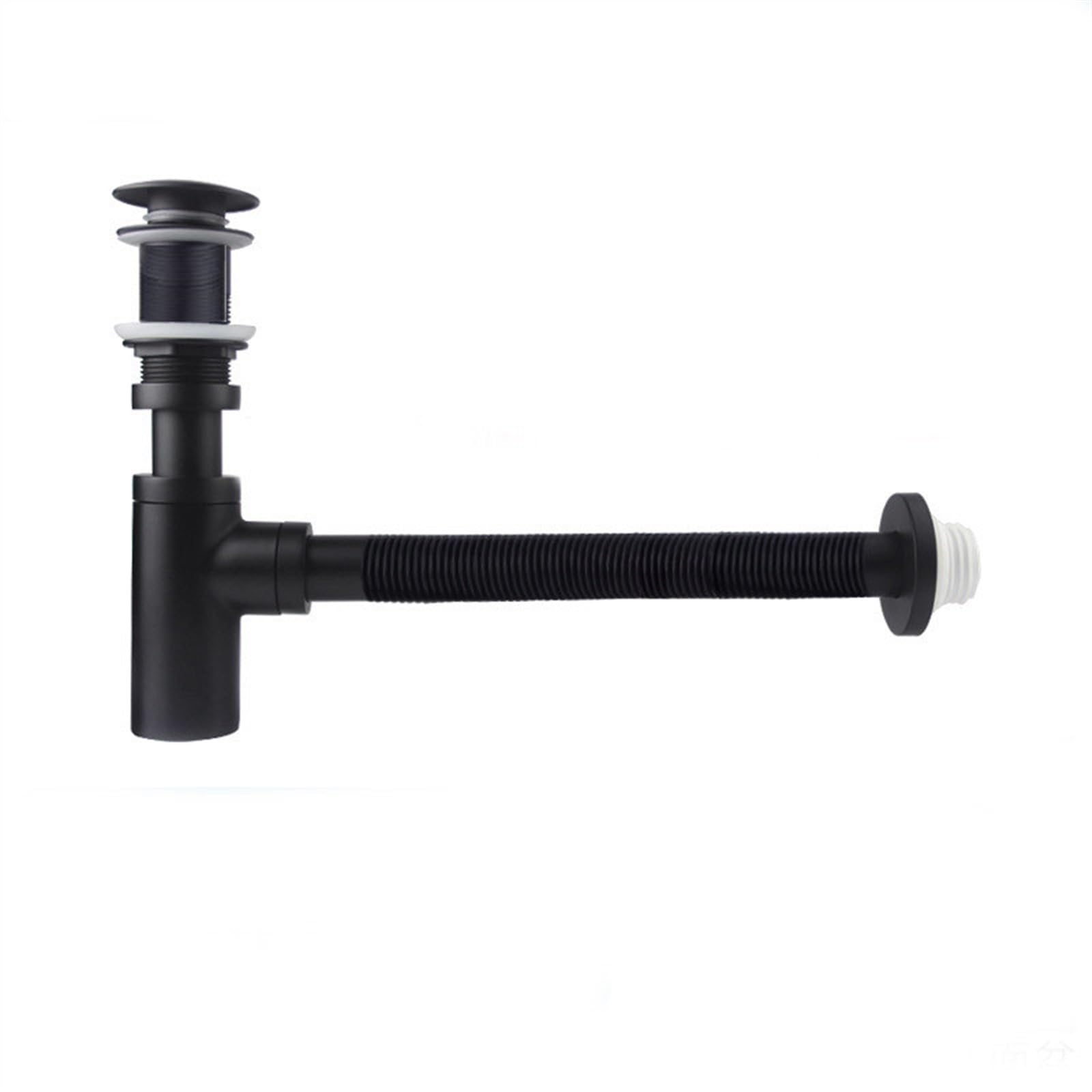 Sifón universal para fregadero, 30 cm, flexible, de latón, para lavabo, con tubo tubular de desagüe desplegable para un fácil drenaje