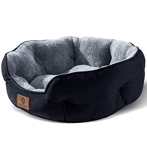 Asvin Small Dog Bed for Small Dogs, Cat Beds for Indoor Cats, Pet Bed for Puppy and Kitty, Extra Soft & Machine Washable with Anti-Slip & Water-Resistant Oxford Bottom, Black, 20 inches