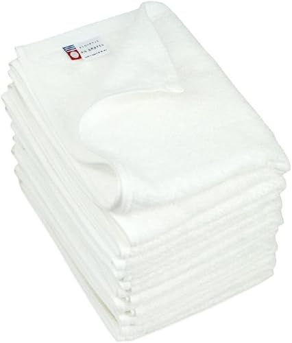Imabari Towel Toalla de mano natural certificada, 10 hojas, 100% algodón, fabricada en Japón, 12.5 x 36.6 pulgadas, color blanco, con manual en
