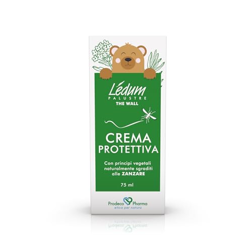 Prodeco Pharma Ledum The Wall Crema Protettiva 75 ml - Crema Protettiva a Base di Ledum Palustre e Oli Essenziali di Geranio e Citronella, Naturalmente Sgraditi alle Zanzare