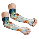 Hobbspring 1 Paar Gartenärmel Ölgemälde Blumenmuster UV Schutz Armstulpen Für Damen Und Herren Polyester Kratzfeste Armstulpen Für Garten Outdoor Sport