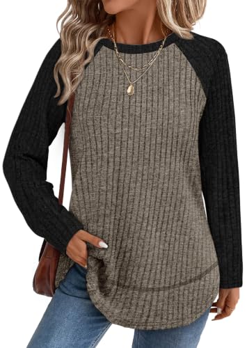 Image of WIHOLL Long Sleeve Shirts for Women Fall Sweaters Lightweight Trendy Tops