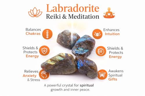 Image of Natural Labradorite Crystal Stone 100 Grams for Reiki Healing, Meditation, Manifestation & Chakra Balancing | Raw Healing Crystal for Spiritual Protection & Home Decor