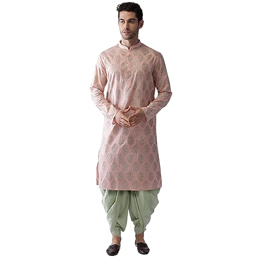 Kisah Men Printed Kurta Set, Full Sleaves, Knee Length, Straight, Regular Fit, Mandarin Collar Ethnic Wear|44