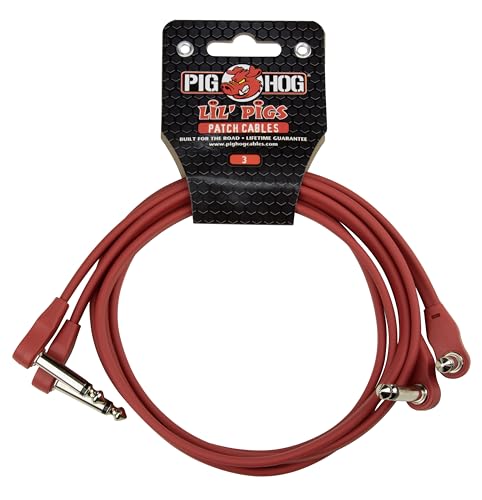Câbles de raccordement Pig Hog Lil Pigs rouge pomme de 0,9 m lot de 2