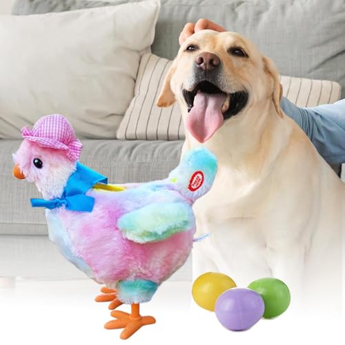 Plush Hundespielzeug,Elektrisches Huhn Mit Legen Eiern Funktion - Lustiger Futterautomat Mit Ei & Hähnchen Für Draußen, Haus & Welpen