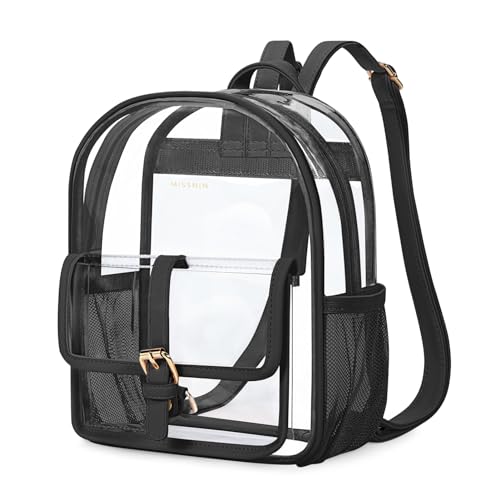 Image of Missnine Mini Clear Backpack for Stadium Events, Small Clear Bag Stadium Approved PVC for Festivals, Concert Sport Events (Cute, Black)