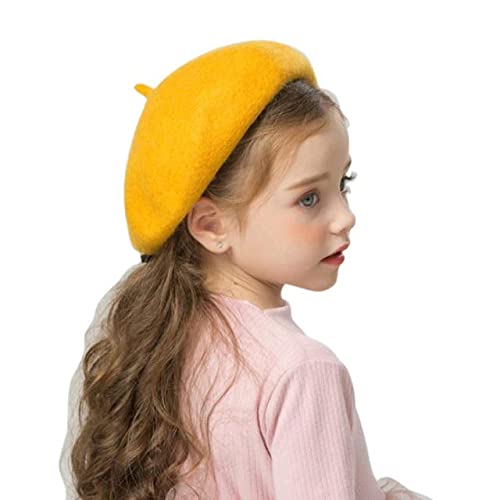 AXTITUDE Baby Kids Girls Boys 100% Wool French Beret Cap Classic Parisian Hat Solid Color French Artist Beret Tam Winter Warm Bailey Hat Dome Beanie Cap Hat Headwear for Children