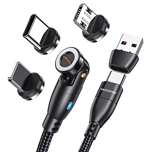 Magnetisches Ladekabel 3A – 3 In 1 Mit Micro USB, Type C & USB-C Adaptern, 1m/2m, Schnelles Laden & Datentransfer, LED-Anzeige
