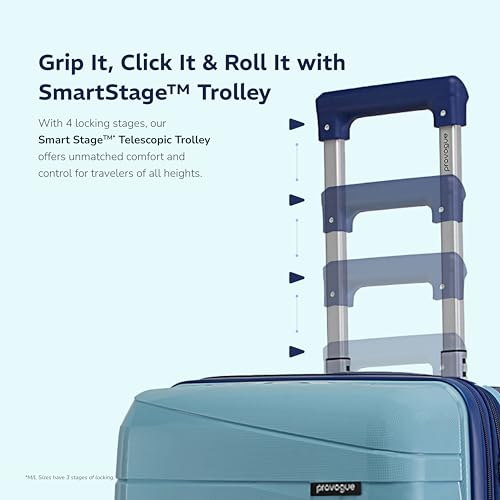Image of Provogue Azure Hard-Sided PP Set of 2 Luggage Suitcase | Expandable Space with 8 Wheels Trolley Bags for Travel | Lightweight with Combination Lock | 5 Year Warranty (Saphire Blue /Peacock Blue)
