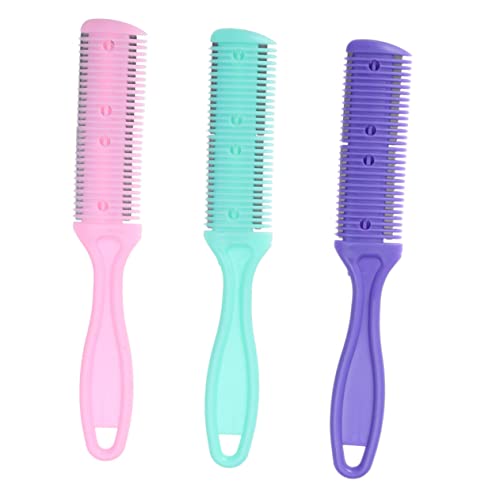 FOYTOKI Hair Razor Comb 3 Pcs Double-Sided Scissors Stainless Steel Hair Comb for Men Women