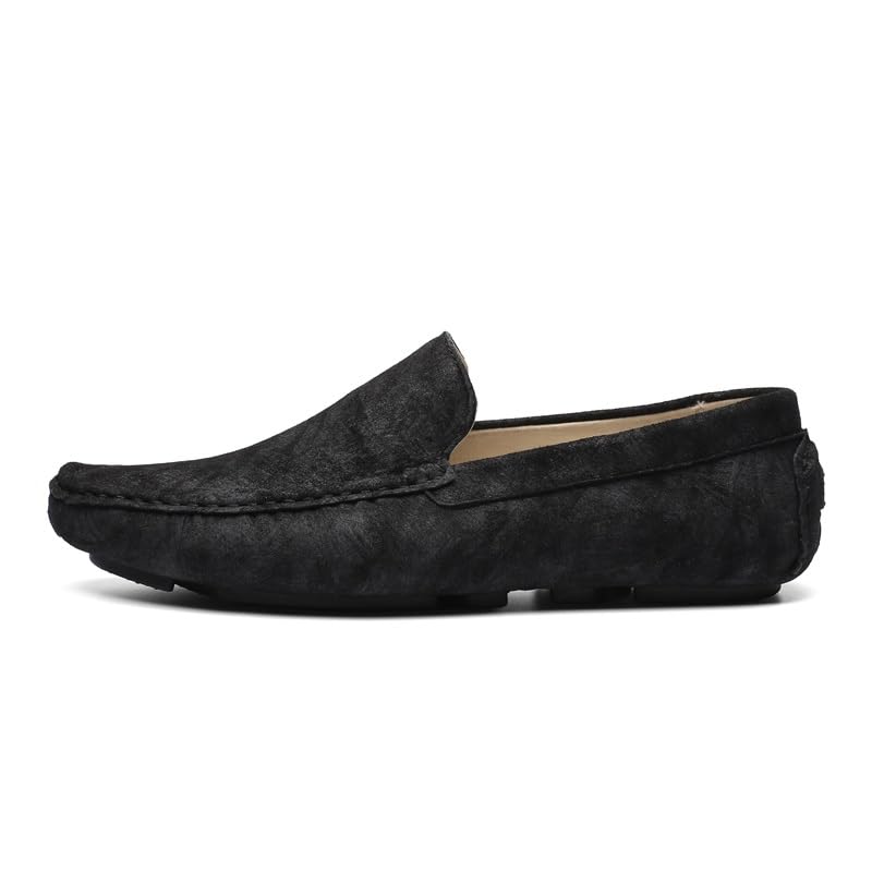 Men's Loafers Shoes Square Toe PU Leather Driving Style Loafer Flexible Anti-Slip Flat Heel Casual Classic Slip On