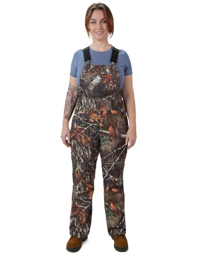 WUSTENKATZE Womens Lightweight Comfort Fit Tough Flex Work Bib Overalls Camouflage Large