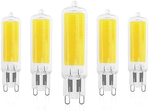 LUXRITE G9 LED Bulb Dimmable 4.5W, 50 Watt T4 G9 Halogen Equivalent, 6500K Daylight, 450 Lumens, Glass G9 Bi Pin Base, 320 Beam Angle, ETL Listed (5 Pack)
