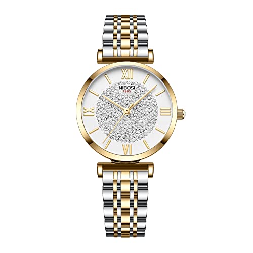 NIBOSI Women Watches Analogue Wrist Watches Watches for Women’s & Girls&Miss&Ladies Rose Gold Dial Watch with Stylish Diamond Studded Watch