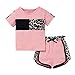Borlai Set di Abbigliamento per Bambina e Bambina Set Completo di Abiti Estivi a Maniche Corte Leopard Top + Pant (12-18 Mesi, Rosa)