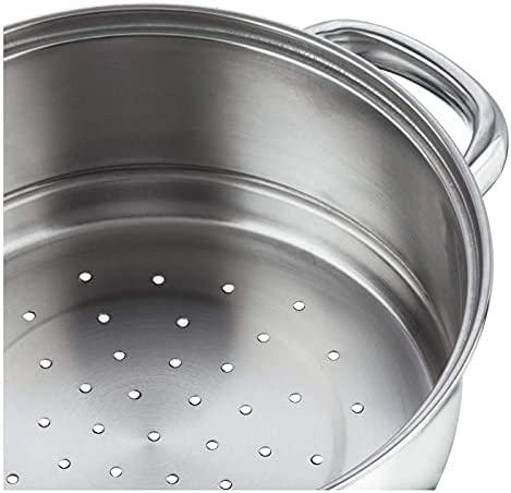 Image of Vinod 3 Tier Steamer Cooking Pan for Induction Hob, Food and Vegetable Steamer with Vented Glass Lid (20cm 3-Tier)
