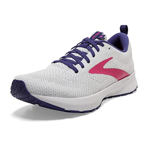 Brooks Revel 5 - Scarpe da corsa neutre da donna, Bianco/Navy/Rosa, 40 EU