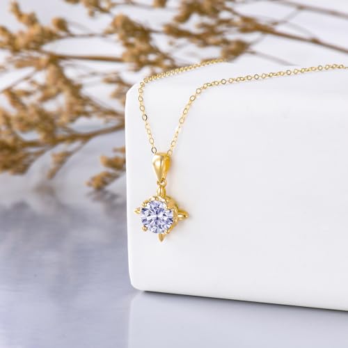 Birthstone Pendant Necklaces 14k Real Gold Necklaces for Women Gemstone Birthstone Anniversary Birthday Mother's Day Valentine Necklaces for 16+2 inch Chain4