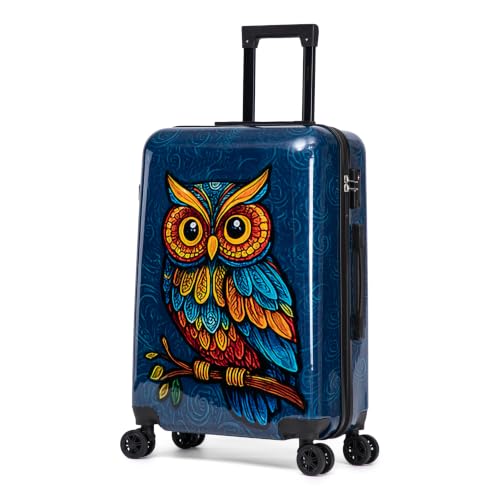 Image of InUSA Owl Print 24-Inch Hardside Spinner Luggage Lightweight & TSA Lock