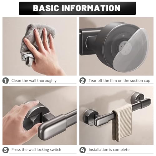 Image of 2Pcs Suction Cup Door Handles Punch-Free Shower Handles Removable Strong Hold Vacuum Handles for Windows Cabinets Wardrobes Multifunctional Towel Bar for Bathroom Toilet Short